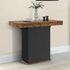 IDMarket Table console extensible 10 personnes 235 cm bois effet vieilli et noir* Consoles|Consoles De Cuisine