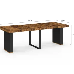 IDMarket Table console extensible 10 personnes 235 cm bois effet vieilli et noir* Consoles|Consoles De Cuisine