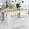 IDMarket Table console extensible 140 cm blanc et bois façon hêtre* Meubles Blancs|Meubles En Bois