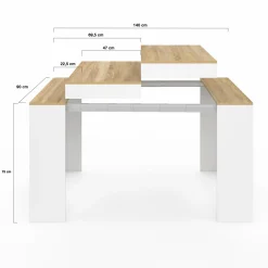 IDMarket Table console extensible 140 cm blanc et bois façon hêtre* Meubles Blancs|Meubles En Bois