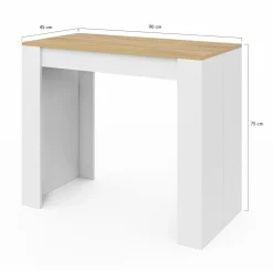 IDMarket Table console extensible 140 cm blanc et bois façon hêtre* Meubles Blancs|Meubles En Bois