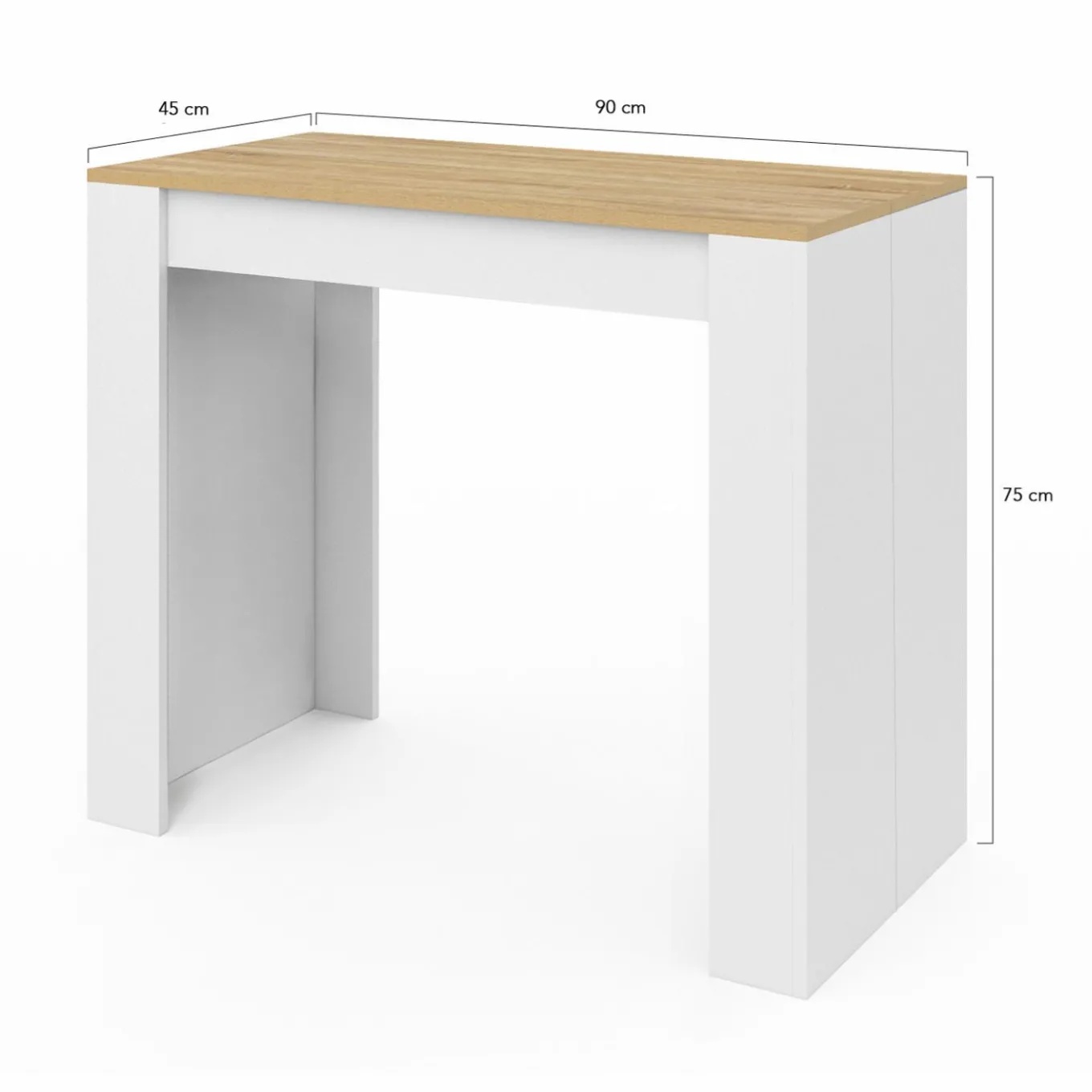 IDMarket Table console extensible 140 cm blanc et bois façon hêtre* Meubles Blancs|Meubles En Bois