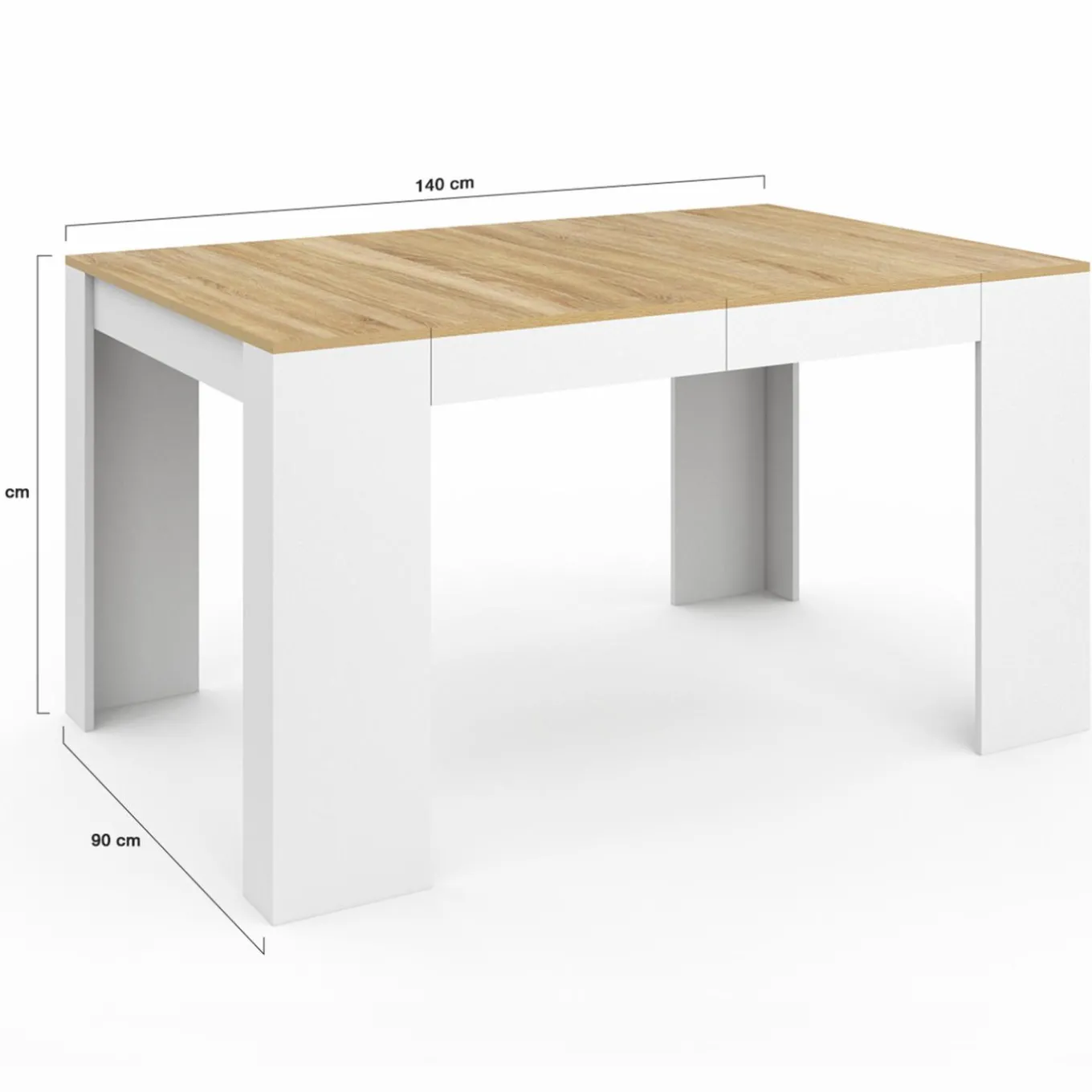 IDMarket Table console extensible 140 cm blanc et bois façon hêtre* Meubles Blancs|Meubles En Bois