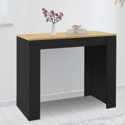 IDMarket Table console extensible noir et bois* Meubles En Bois|Petits Meubles