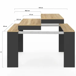 IDMarket Table console extensible noir et bois* Meubles En Bois|Petits Meubles