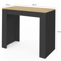 IDMarket Table console extensible noir et bois* Meubles En Bois|Petits Meubles