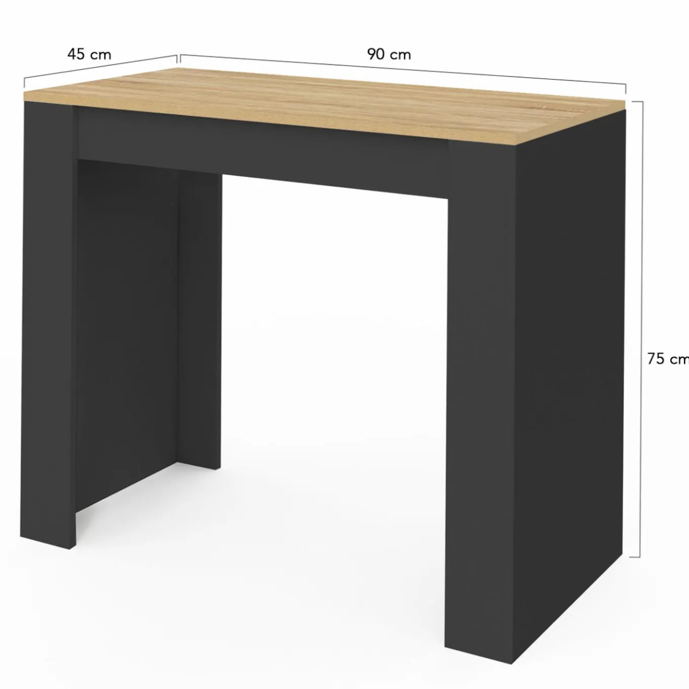 IDMarket Table console extensible noir et bois* Meubles En Bois|Petits Meubles