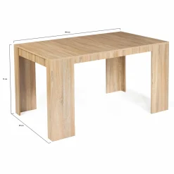 IDMarket Table console extensible imitation hêtre 6 personnes 140 cm* Meubles En Bois|Collection Design