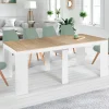 IDMarket Table console extensible bois façon hêtre et blanc 10 personnes* Consoles|Consoles De Cuisine