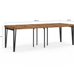 IDMarket Table console extensible 10 personnesdesign industriel 235 cm* Collection Vintage|Consoles