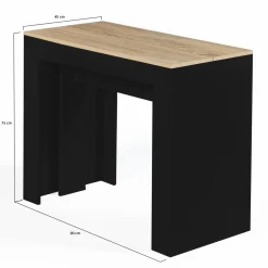 IDMarket Table console extensible 14 personnes bois noir et façon hêtre* Meubles En Bois|Collection Moderne