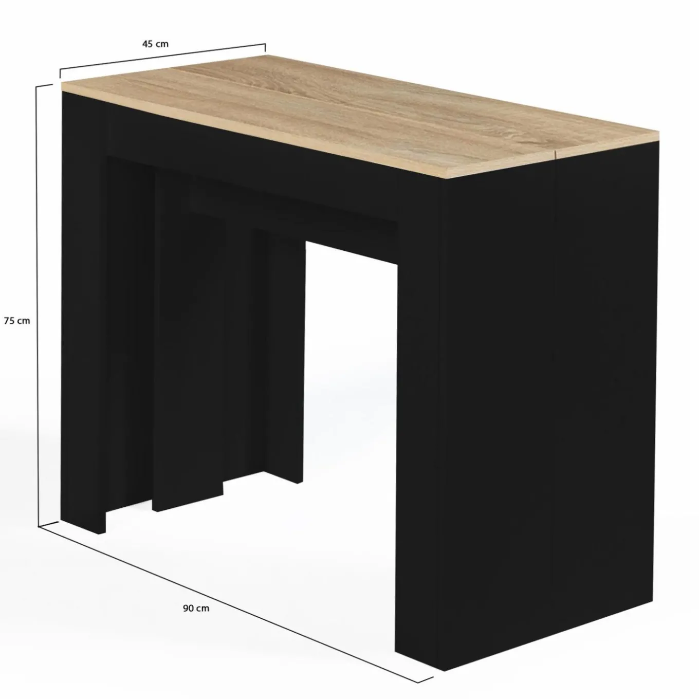IDMarket Table console extensible 14 personnes bois noir et façon hêtre* Meubles En Bois|Collection Moderne