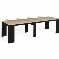 IDMarket Table console extensible 14 personnes bois noir et façon hêtre* Meubles En Bois|Collection Moderne