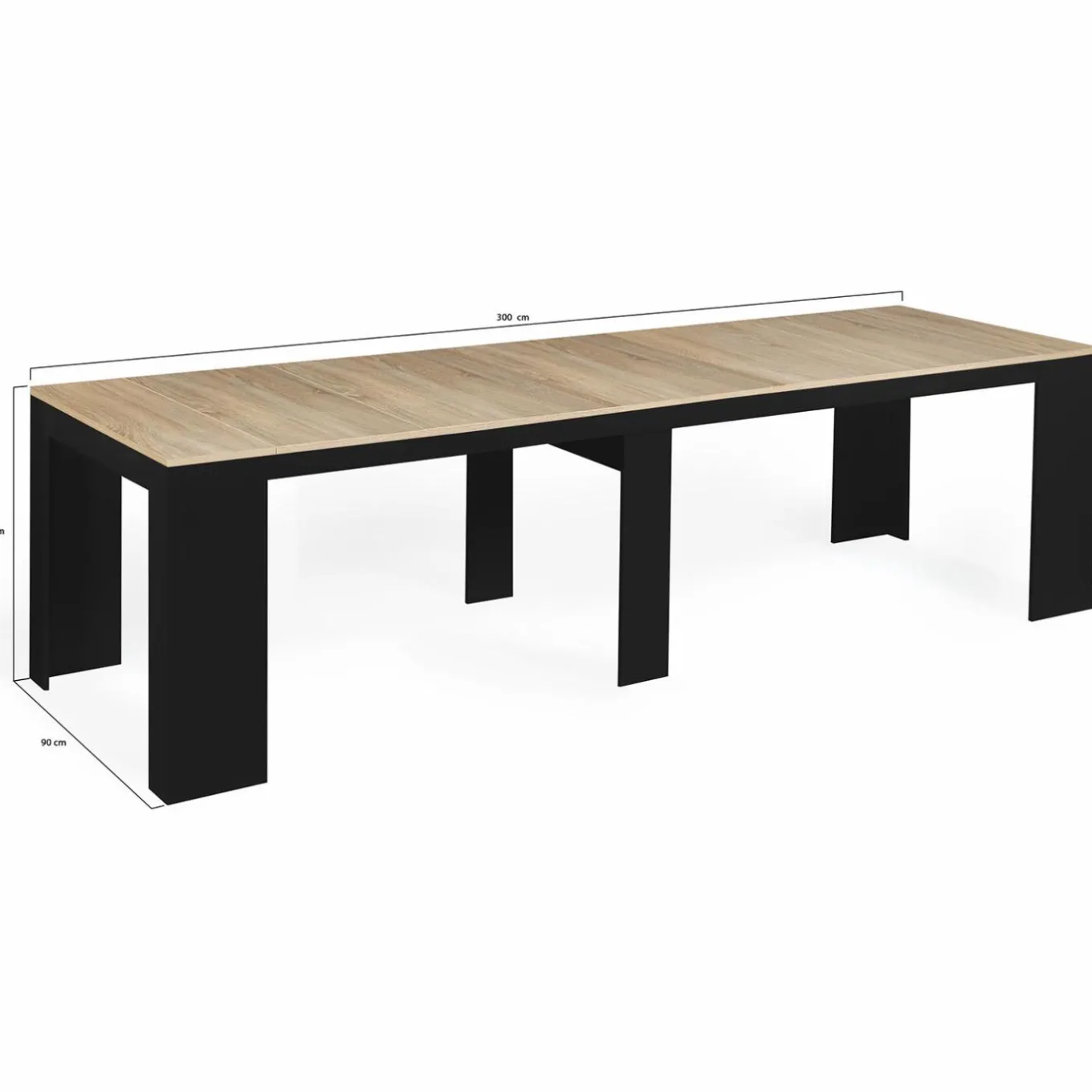 IDMarket Table console extensible 14 personnes bois noir et façon hêtre* Meubles En Bois|Collection Moderne