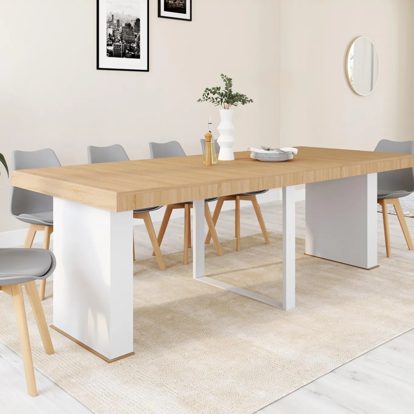 IDMarket Table console extensible bois et blanc* Consoles|Tables