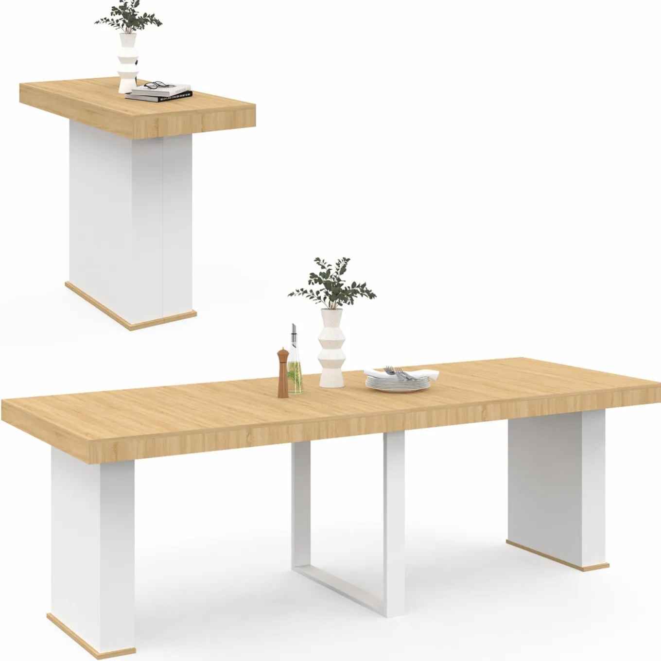 IDMarket Table console extensible bois et blanc* Consoles|Tables