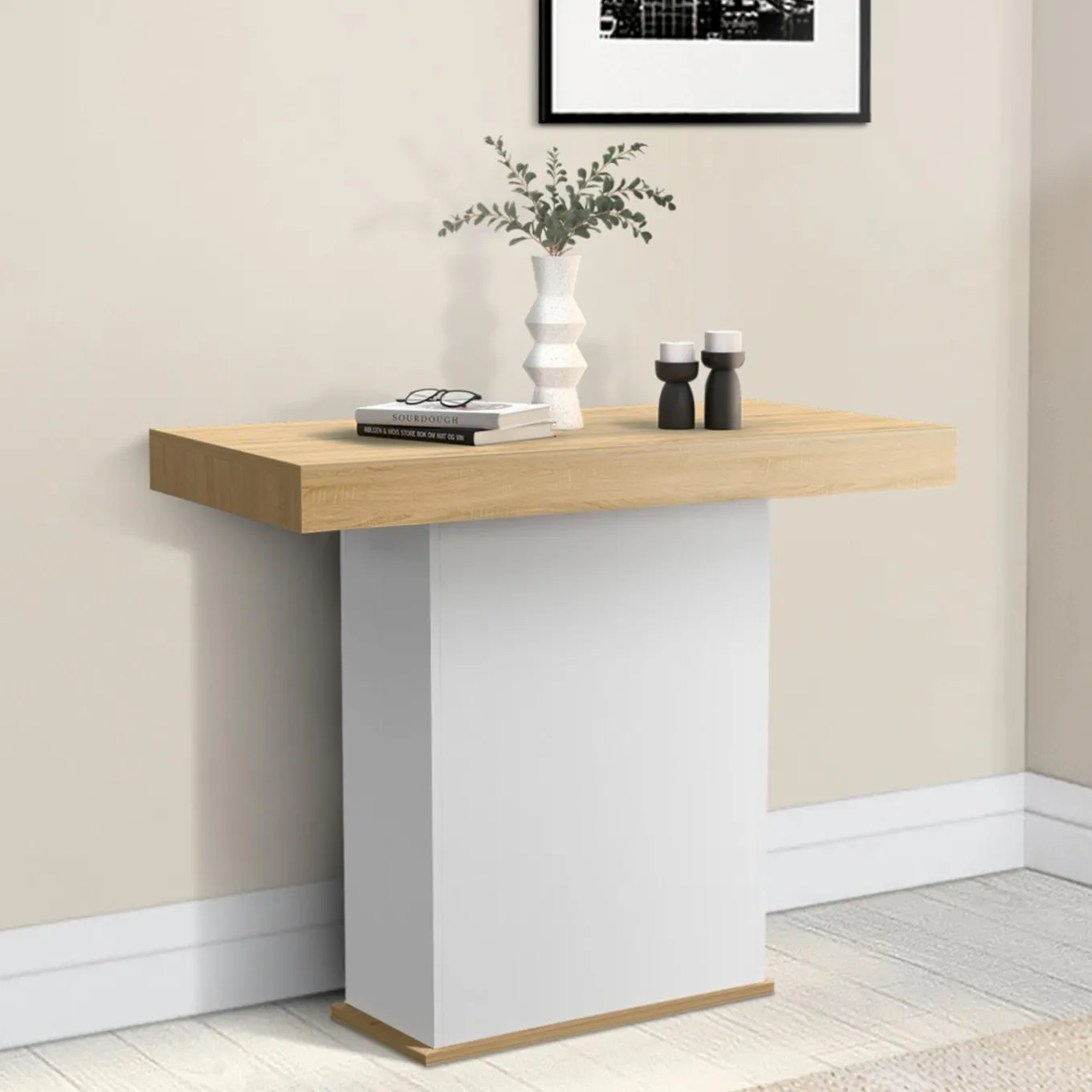 IDMarket Table console extensible bois et blanc* Consoles|Tables