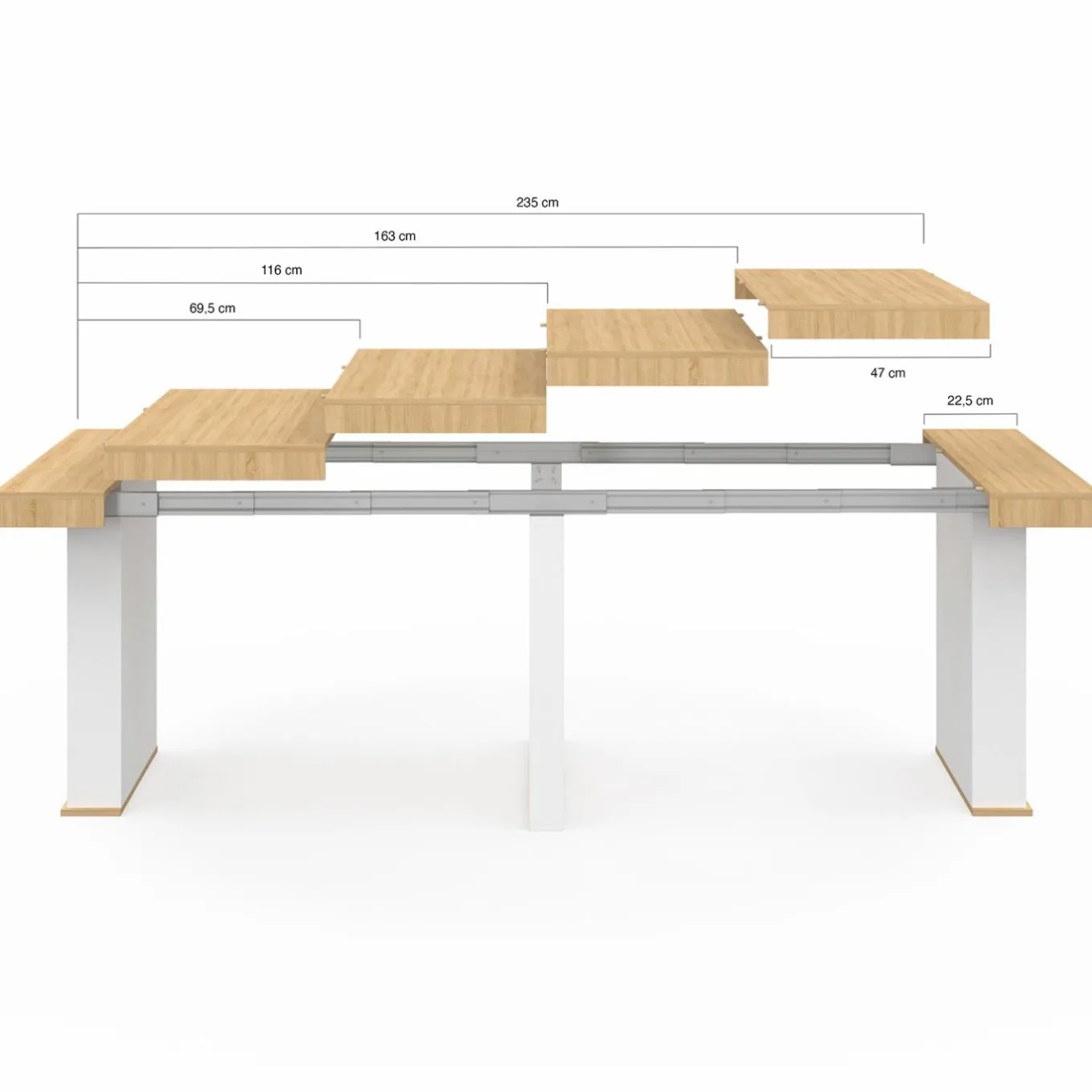 IDMarket Table console extensible bois et blanc* Consoles|Tables