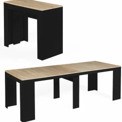 IDMarket Table console extensible 10 personnes bois noir et façon hêtre* Meubles En Bois|Consoles