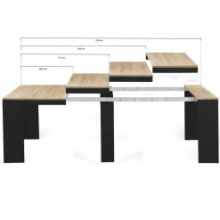 IDMarket Table console extensible 10 personnes bois noir et façon hêtre* Meubles En Bois|Consoles