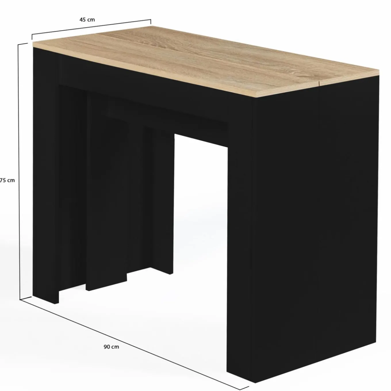 IDMarket Table console extensible 10 personnes bois noir et façon hêtre* Meubles En Bois|Consoles