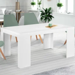 IDMarket Table console extensible blanche 6 personnes 140 cm* Meubles Blancs|Collection Moderne