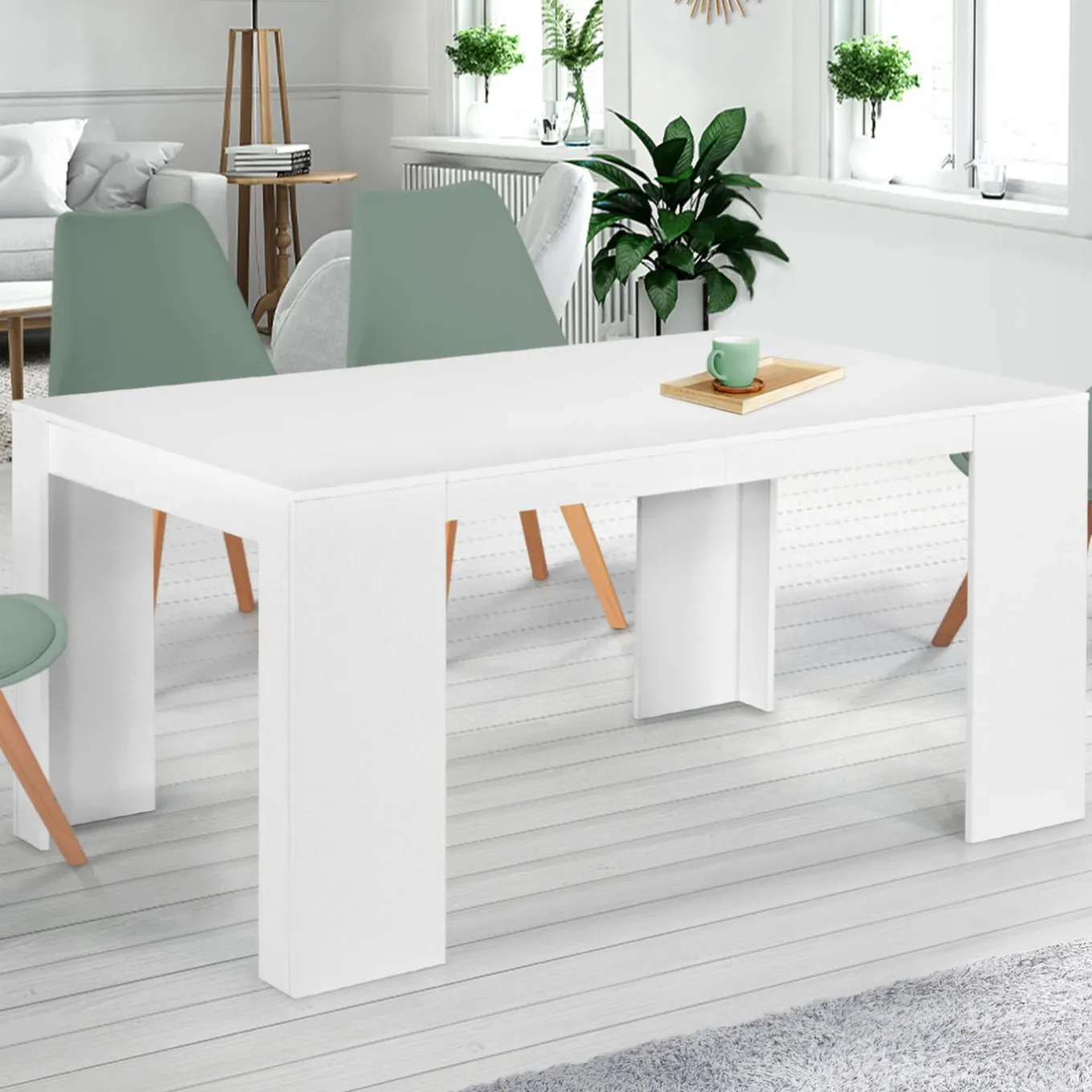 IDMarket Table console extensible blanche 6 personnes 140 cm* Meubles Blancs|Collection Moderne