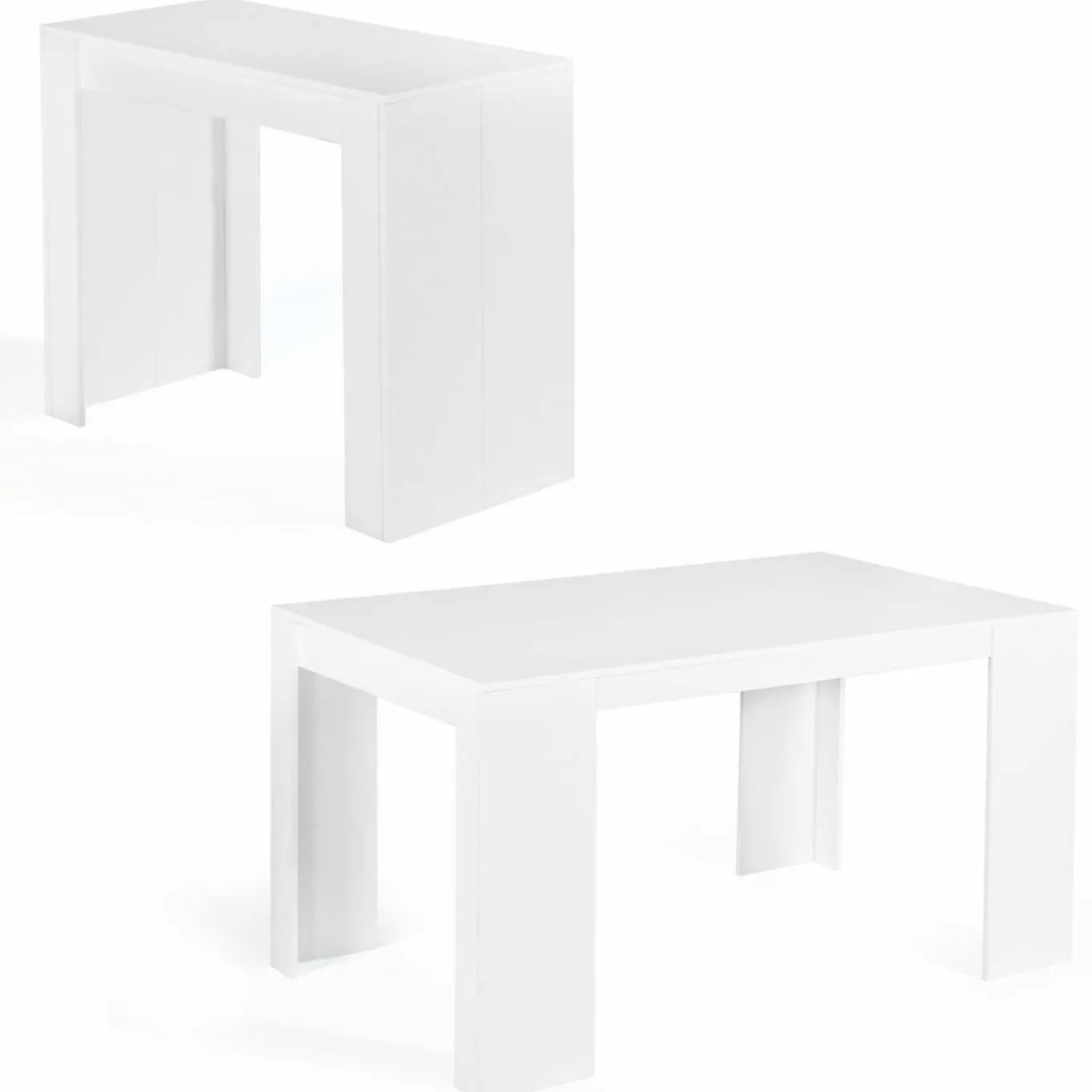 IDMarket Table console extensible blanche 6 personnes 140 cm* Meubles Blancs|Collection Moderne