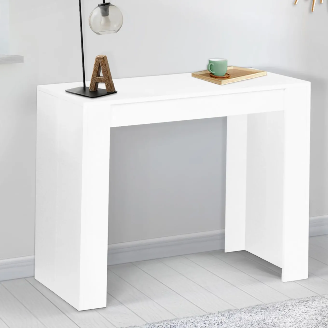IDMarket Table console extensible blanche 6 personnes 140 cm* Meubles Blancs|Collection Moderne
