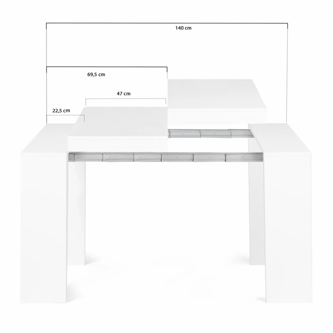 IDMarket Table console extensible blanche 6 personnes 140 cm* Meubles Blancs|Collection Moderne