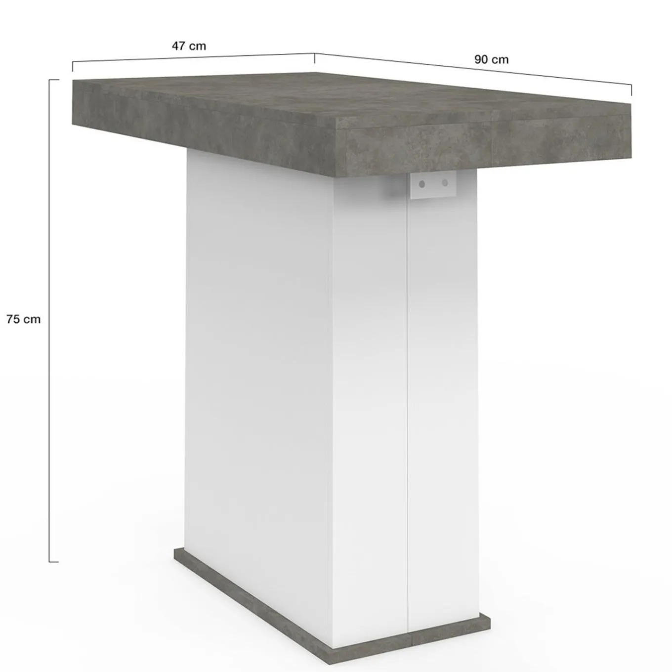 IDMarket Table console extensible 10 personnes 235 cm béton et blanc* Consoles|Consoles De Cuisine