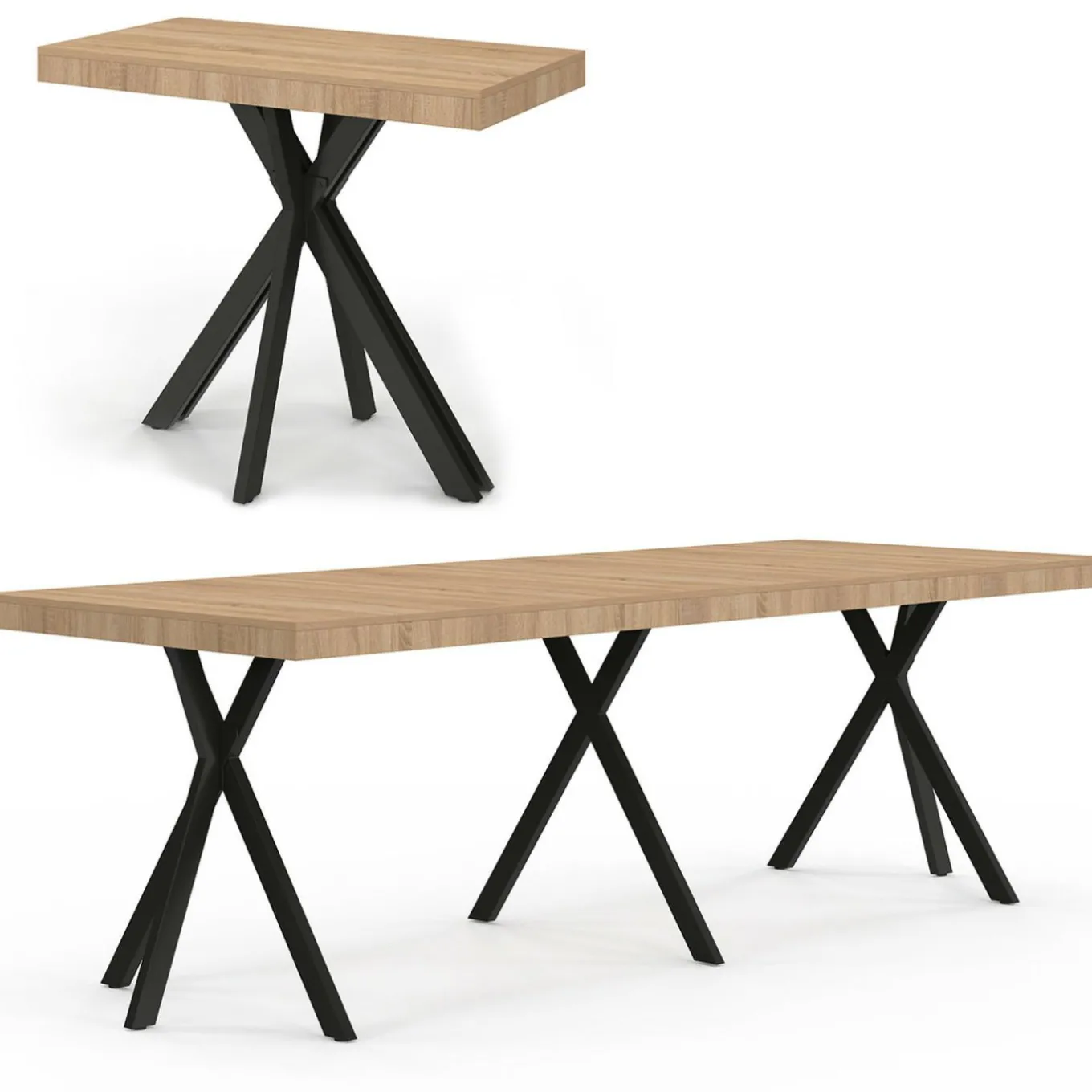 IDMarket Table console extensible 10 personnes 235 cm design industriel* Consoles|Tables