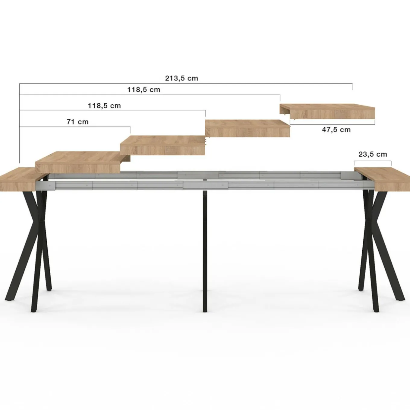 IDMarket Table console extensible 10 personnes 235 cm design industriel* Consoles|Tables