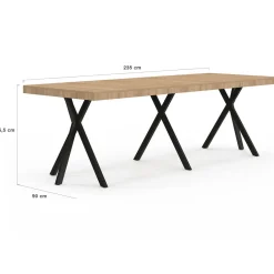 IDMarket Table console extensible 10 personnes 235 cm design industriel* Consoles|Tables