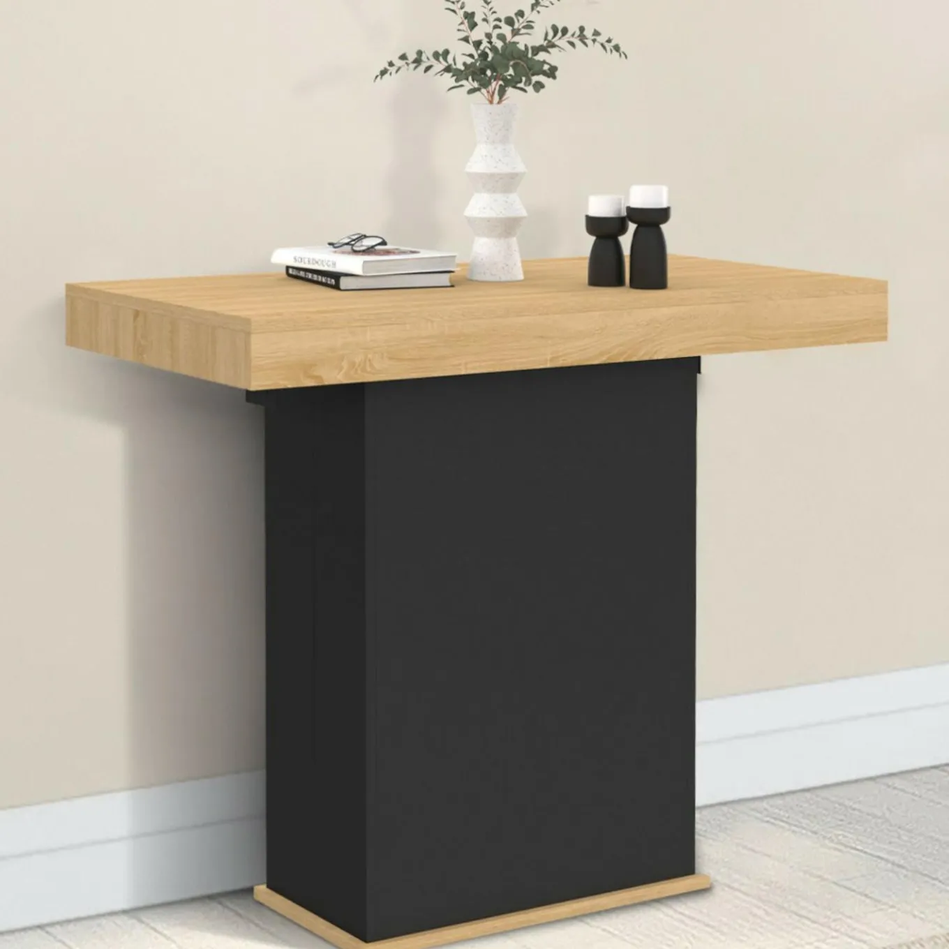 IDMarket Table console extensible 14 personnes 300 cm bois et noir* Consoles|Tables