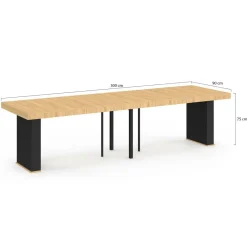 IDMarket Table console extensible 14 personnes 300 cm bois et noir* Consoles|Tables