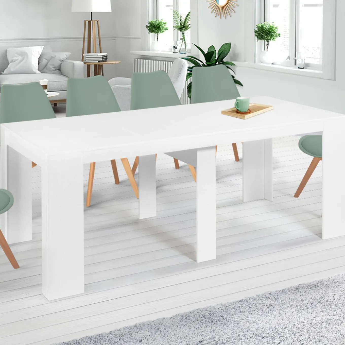 IDMarket Table console extensible blanche 10 personnes 235 cm* Meubles Blancs|Collection Moderne