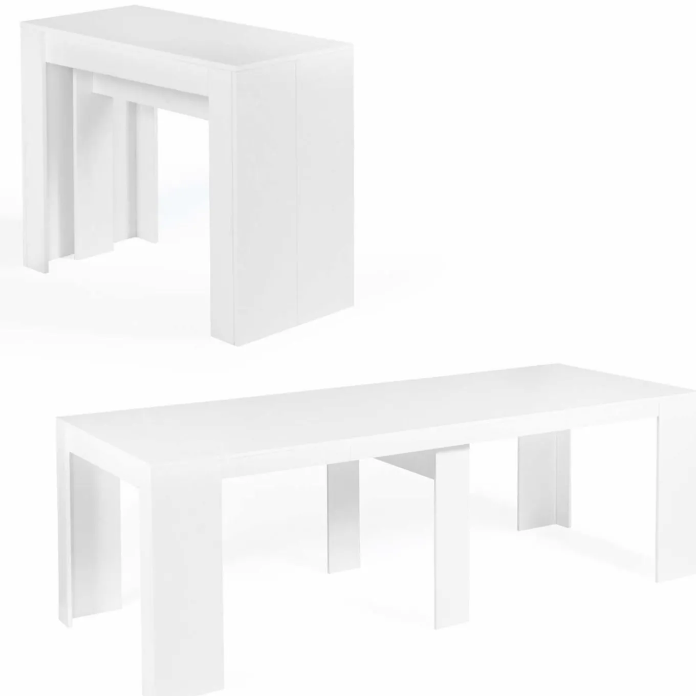 IDMarket Table console extensible blanche 10 personnes 235 cm* Meubles Blancs|Collection Moderne
