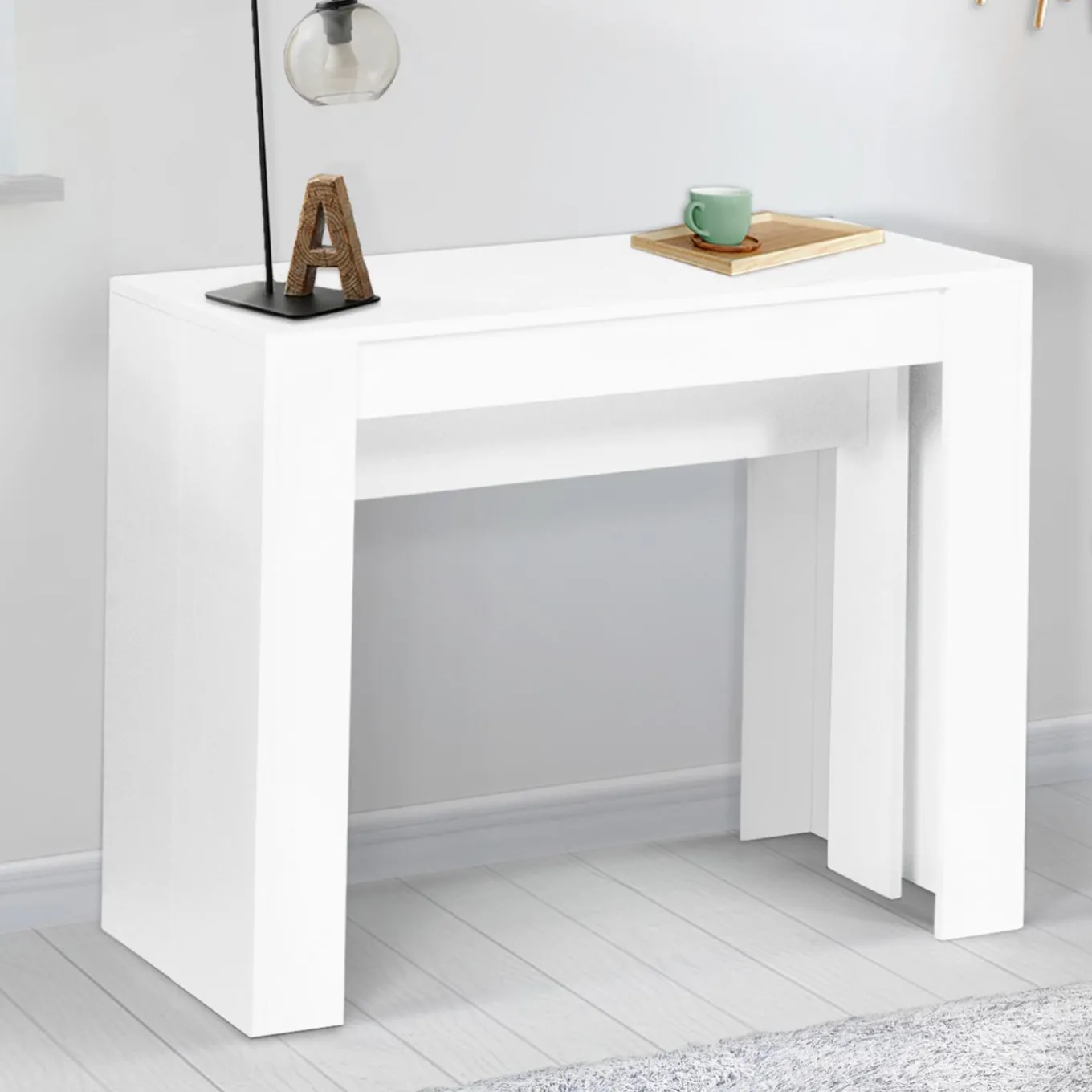 IDMarket Table console extensible blanche 10 personnes 235 cm* Meubles Blancs|Collection Moderne