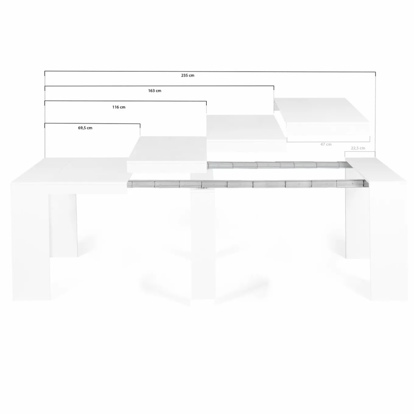 IDMarket Table console extensible blanche 10 personnes 235 cm* Meubles Blancs|Collection Moderne
