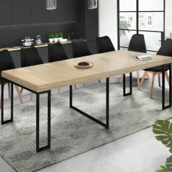 IDMarket Table console extensible TORONTO 14 personnes 300 cm design industriel* Meubles En Bois|Collection Industrielle