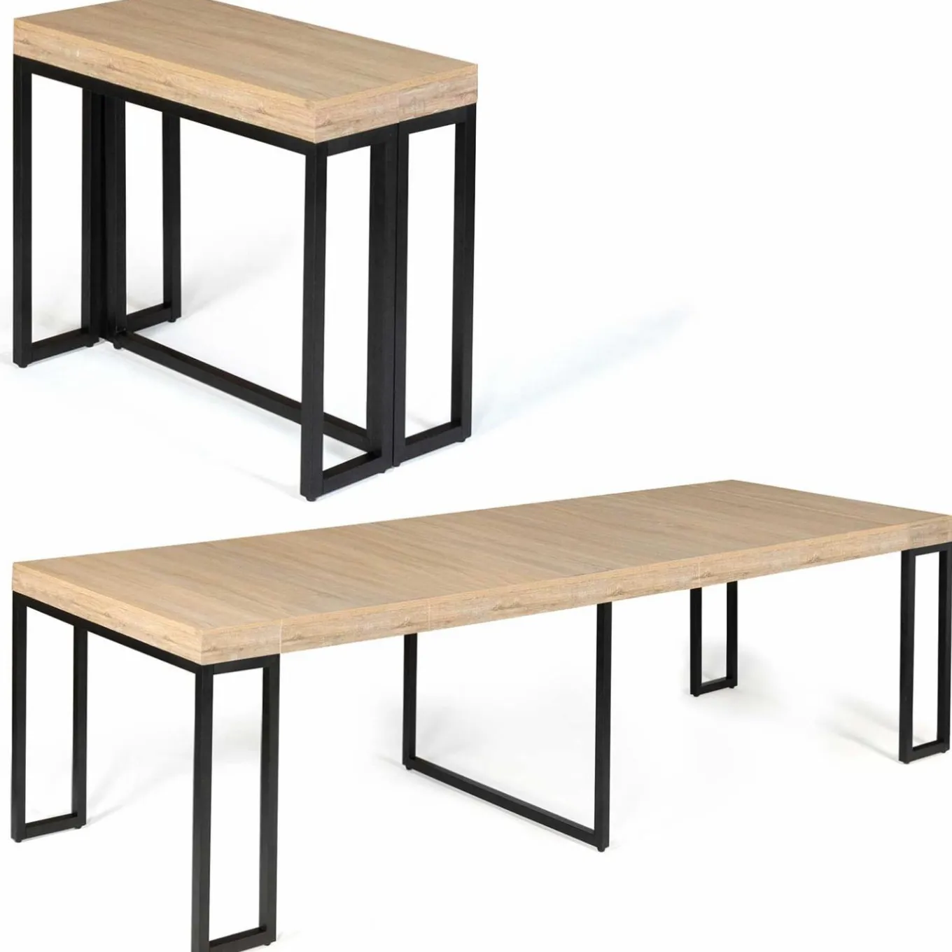 IDMarket Table console extensible TORONTO 14 personnes 300 cm design industriel* Meubles En Bois|Collection Industrielle