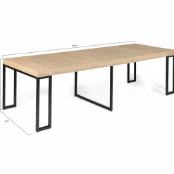 IDMarket Table console extensible TORONTO 14 personnes 300 cm design industriel* Meubles En Bois|Collection Industrielle