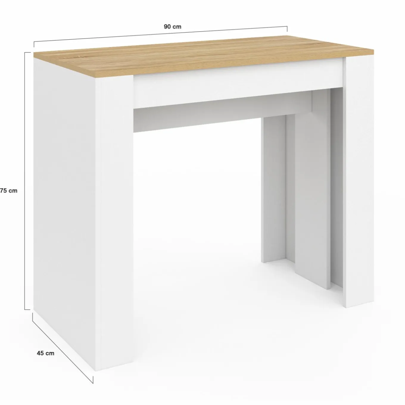 IDMarket Table console extensible bois blanc et façon hêtre 300 cm 14 personnes* Consoles|Consoles De Cuisine
