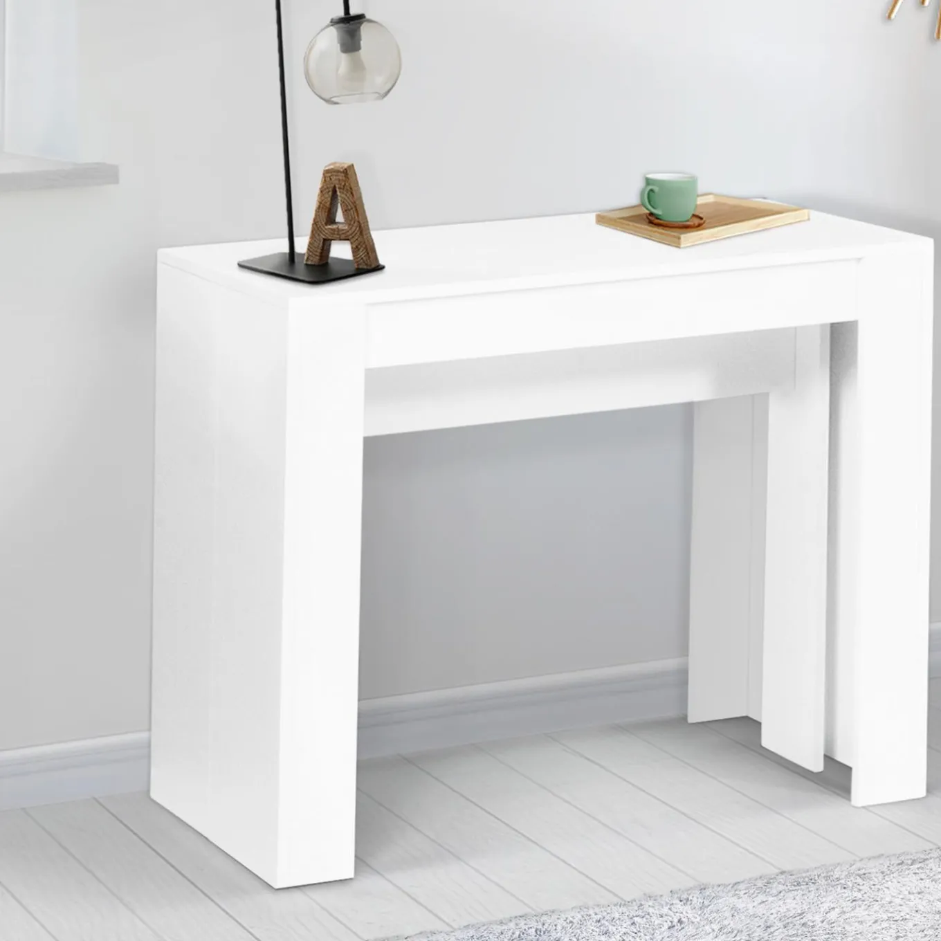IDMarket Table console extensible blanche 14 personnes 300 cm* Meubles Blancs|Collection Moderne