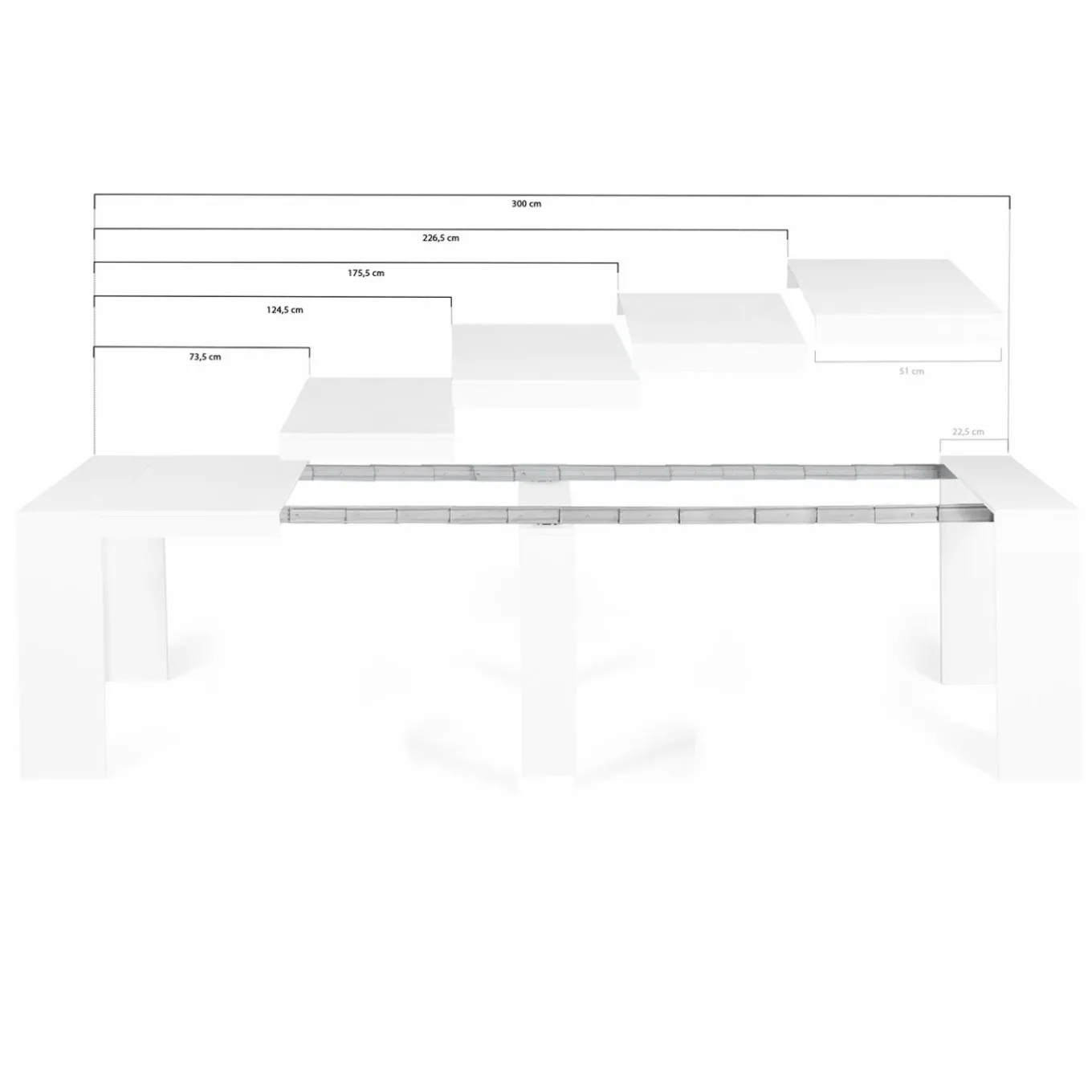 IDMarket Table console extensible blanche 14 personnes 300 cm* Meubles Blancs|Collection Moderne