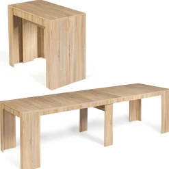 IDMarket Table console extensible imitation hêtre 14 personnes 300 cm* Meubles En Bois|Collection Design