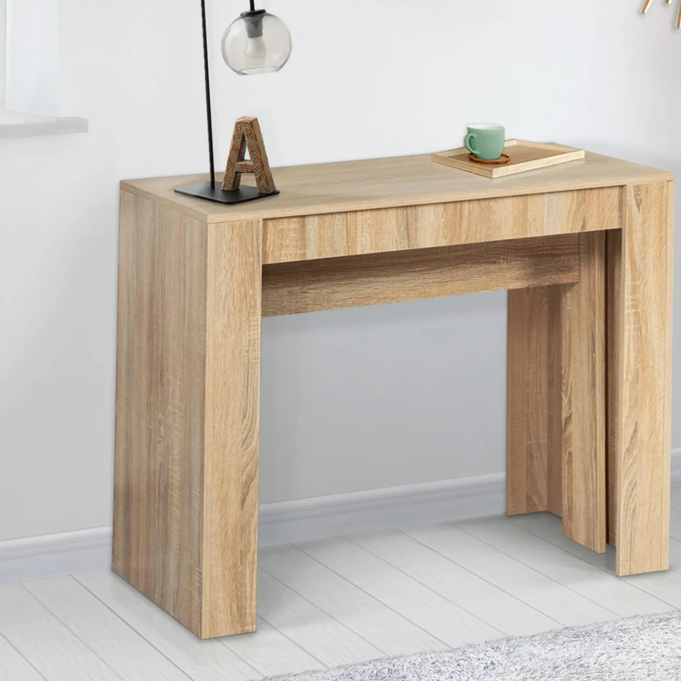 IDMarket Table console extensible imitation hêtre 14 personnes 300 cm* Meubles En Bois|Collection Design