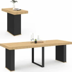 IDMarket Table console extensible bois et noir* Collection Design|Collection Moderne