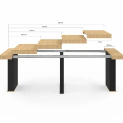 IDMarket Table console extensible bois et noir* Collection Design|Collection Moderne